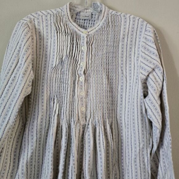 LL Bean Dobby Nightgown Womens S Flannel Pintuck Cotton Cottagecore Sleep Dress - Picture 3 of 6